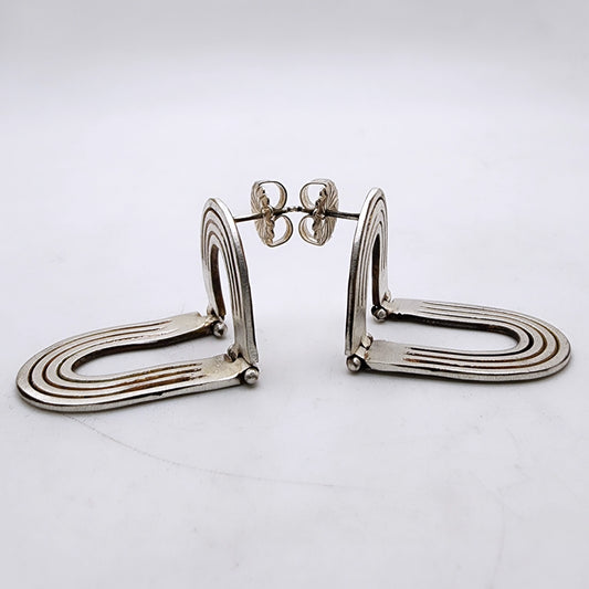 Silver Hinged Arcoiris Stud Earrings