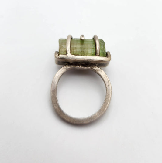 Watermelon Tourmaline Silver Ring