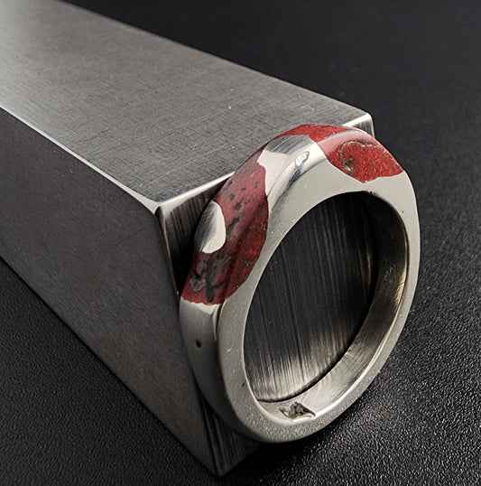 Meandering Red Coral and Silver