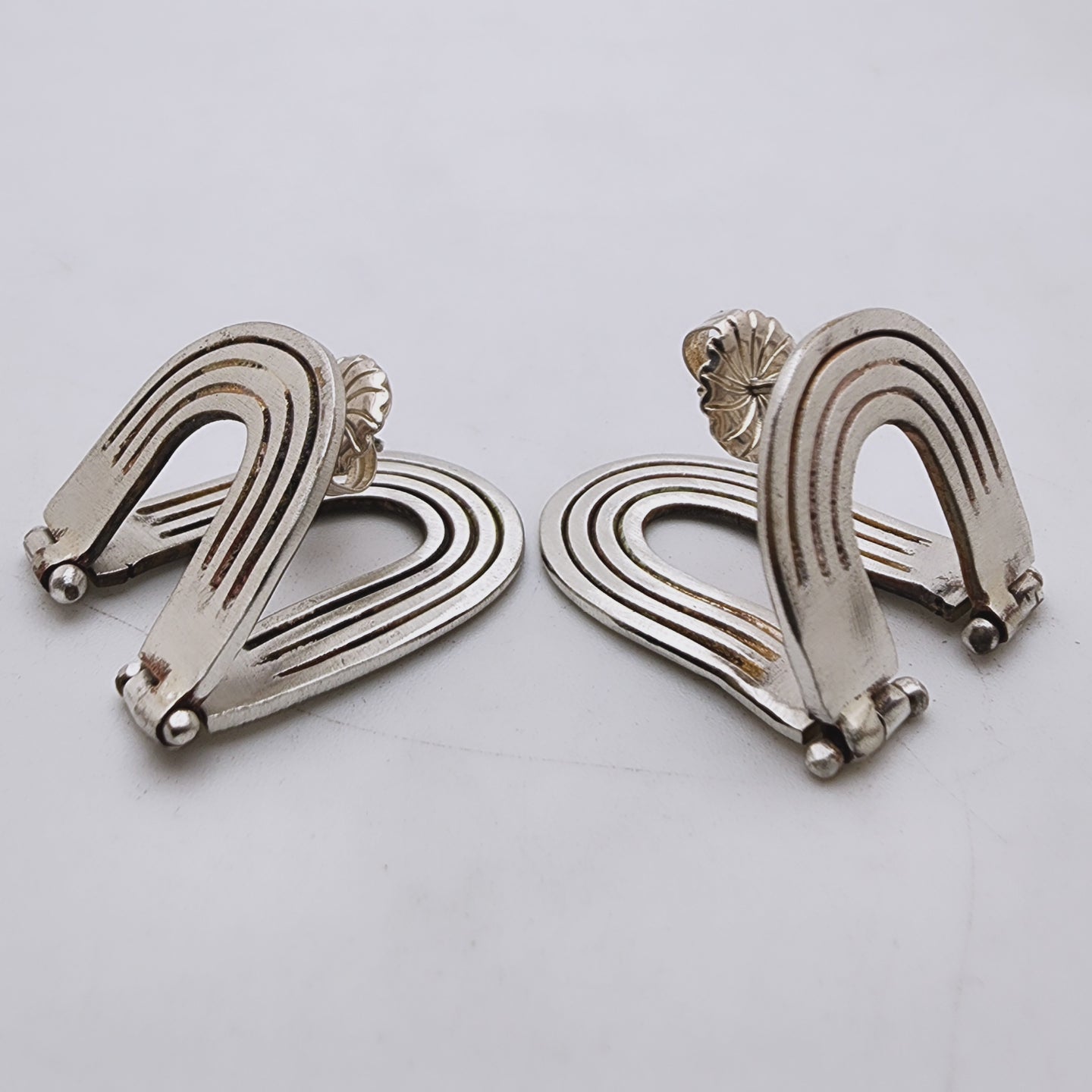 Silver Hinged Arcoiris Stud Earrings