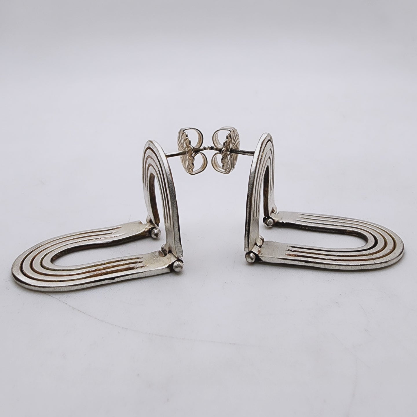 Silver Hinged Arcoiris Stud Earrings
