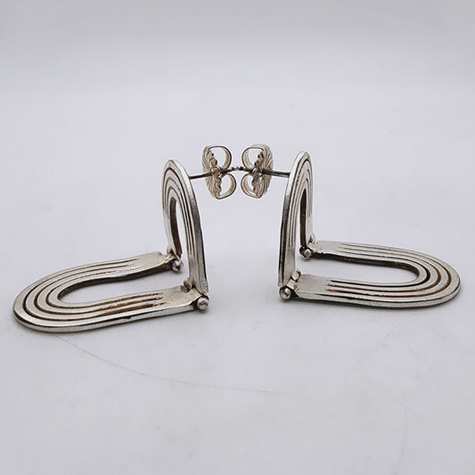 Silver Hinged Arcoiris Stud Earrings