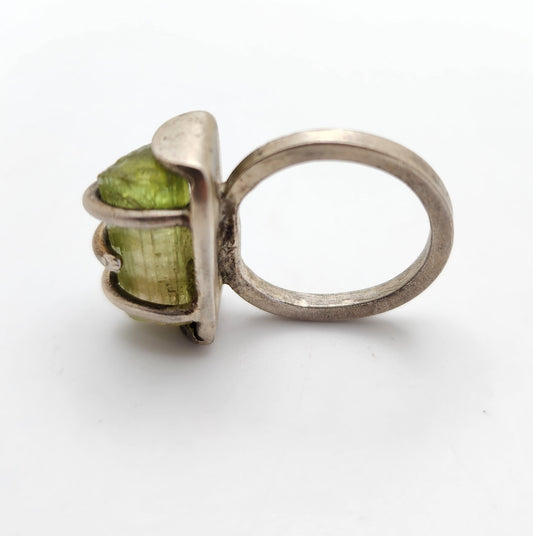 Watermelon Tourmaline Silver Ring
